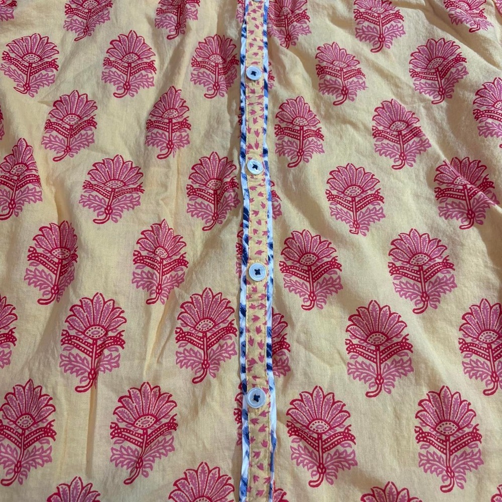 Sundance Women Cotton Lightweight Yellow Blouse Floral Contrasting Pattern Large - Picture 4 of 8